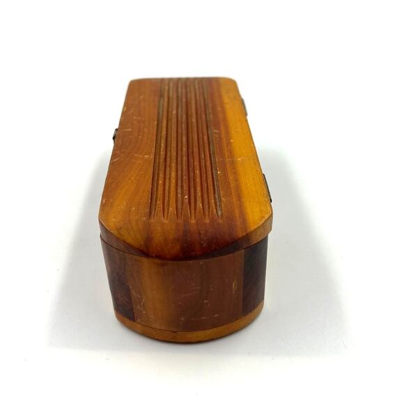 Vintage Hinge Lidded Wooden Carved Trinket Decorative Box With Latch 6 Inches - Picture 12 of 12